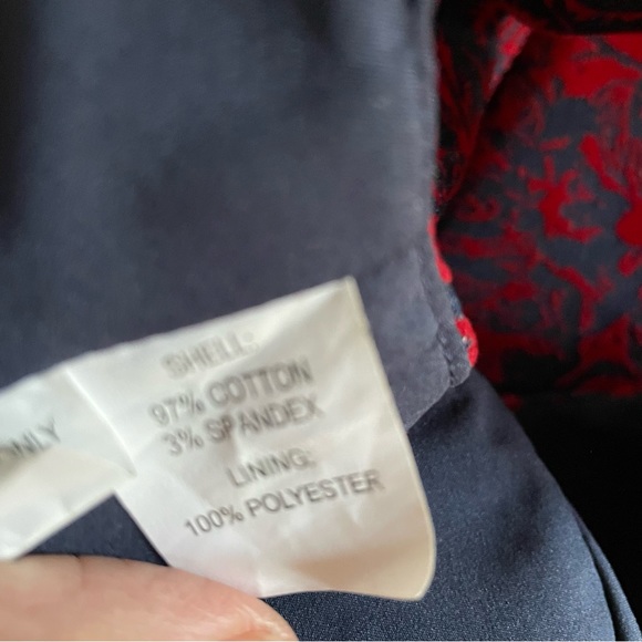 Julie Dorst sleeveles fit and flare red flocked navy denim dress size 4 - Picture 8 of 8